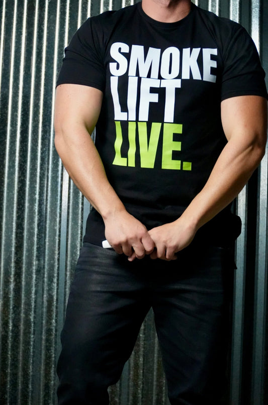 SMOKE. LIFT. LIVE. Black Tee Shirt